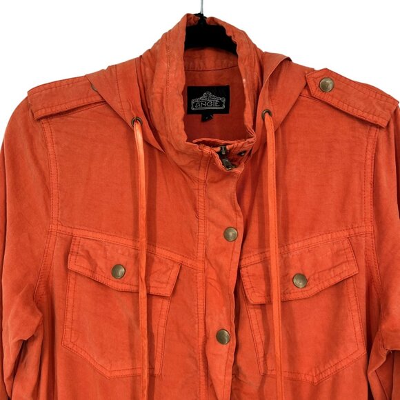 Angie Utility Jacket with Hood Sunwashed Orange Size Small - Picture 3 of 16